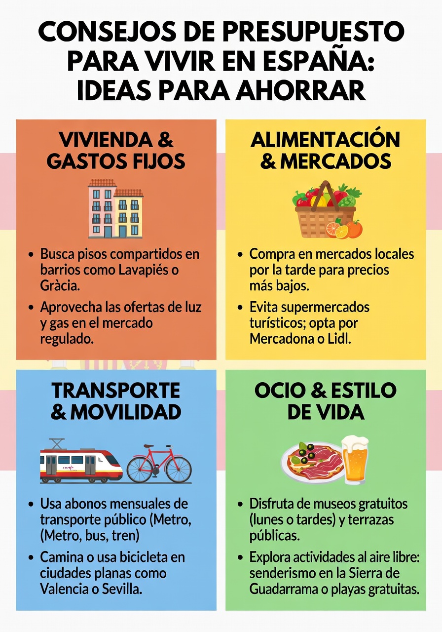 Infografía de consejos de presupuesto en España
