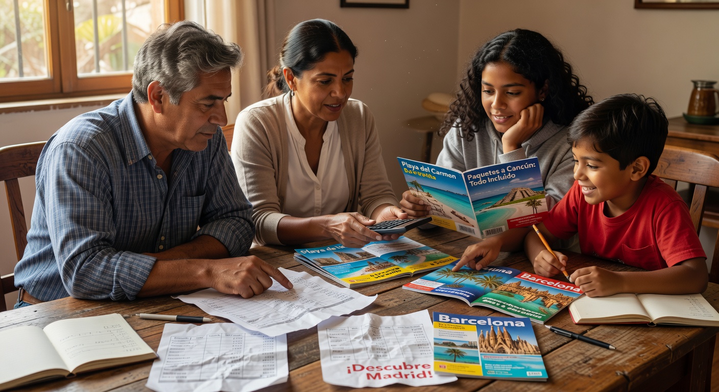 Discusión familiar sobre presupuesto de vacaciones