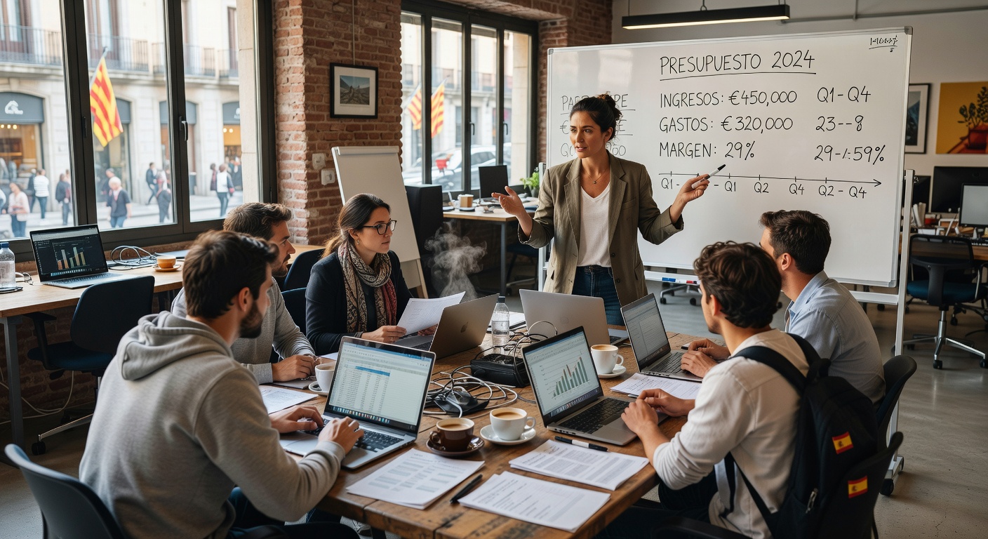 Equipo español planificando presupuesto